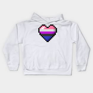 Gender Fluid Pixel Heart Kids Hoodie